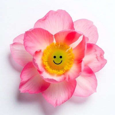Pink flower with smiley face