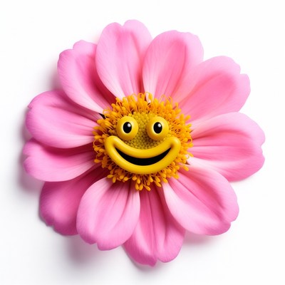 Smiling Pink Flower Face