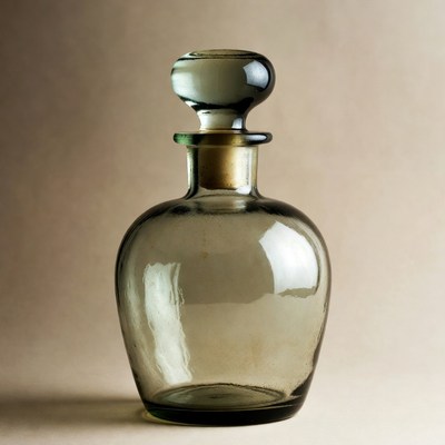 Green glass decanter with stopper