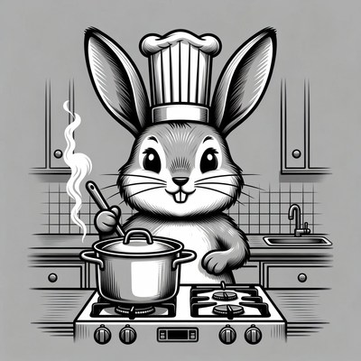 Chef Bunny Cooking on Stove