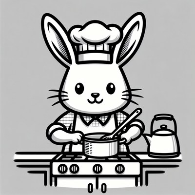 Cartoon Bunny Chef Cooking