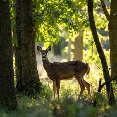 Doe standing in forest