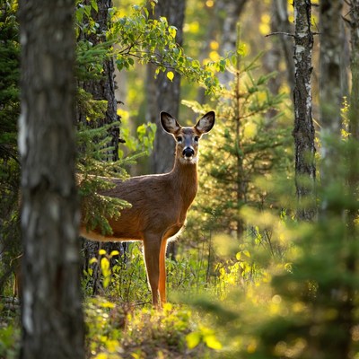 Doe standing in autumn forest