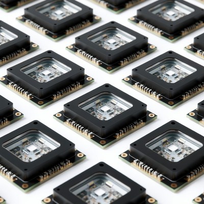 Grid of Black Electronic Circuit Boards