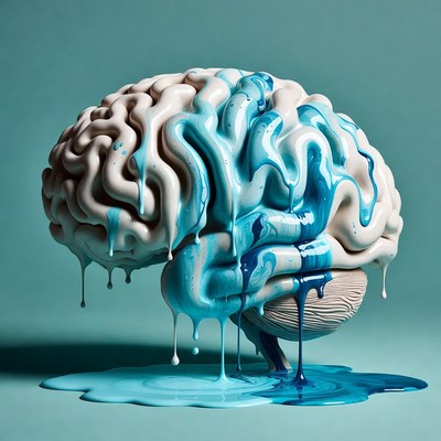 Melting Blue Brain Illustration