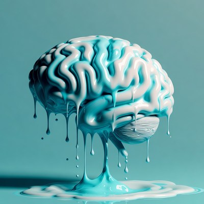 Melting Blue Brain Illustration