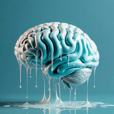Melting Blue Brain Illustration