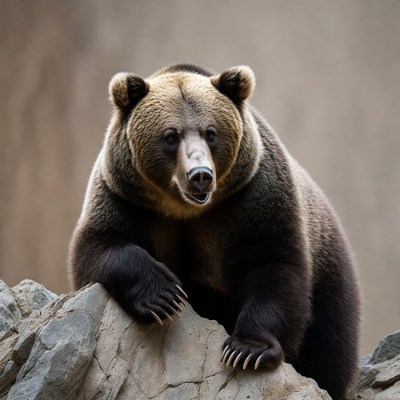 Grizzly bear on rock