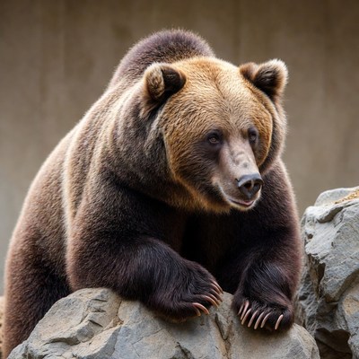 Grizzly bear on rocks