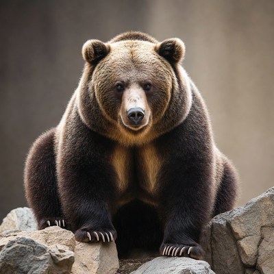 Grizzly Bear Sitting on Rocks
