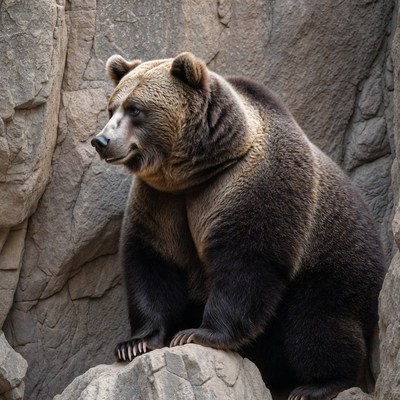 Grizzly Bear on Rocky Surface