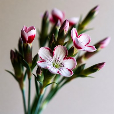 Pink Dianthus Flowers with Buds