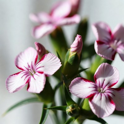 Pink Dianthus Flowers with Buds