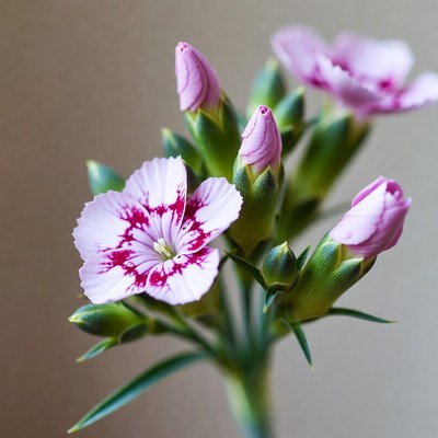 Pink Dianthus Flowers with Buds