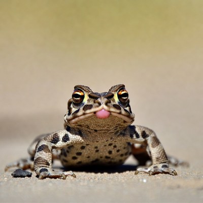 Toad sticking out tongue