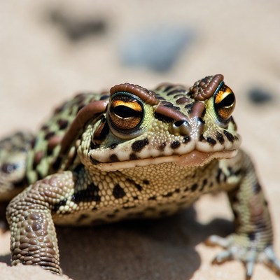 Toad on sandy ground