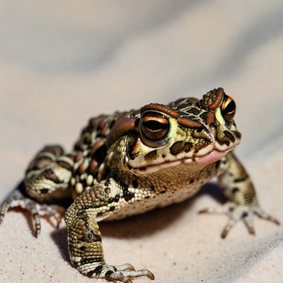 Toad on sandy ground