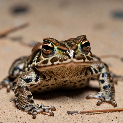Close-up of toad on sand