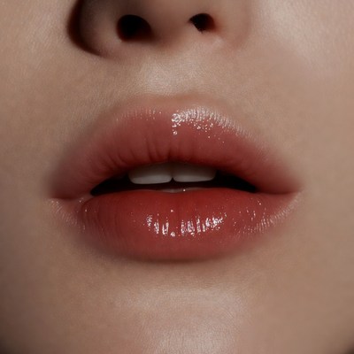 Close-up glossy red lips
