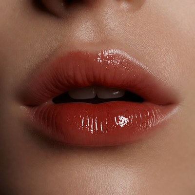 Close-up glossy red lips