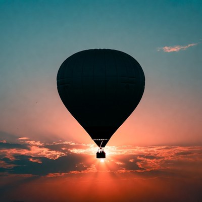 Hot air balloon at sunset