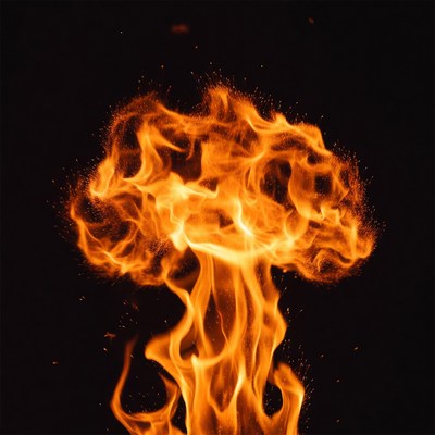 Fiery explosion on black background