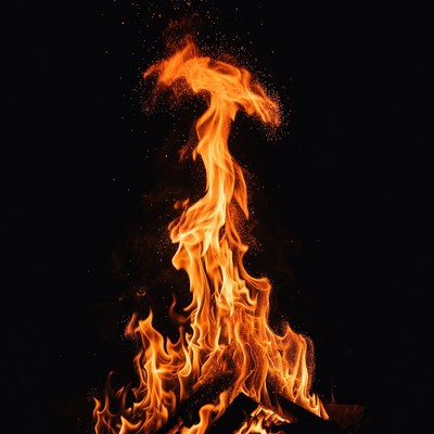 Fiery Flames on Black Background