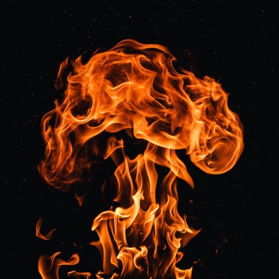 Exploding Fireball on Black Background