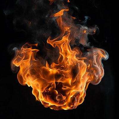 Fiery Flames on Black Background