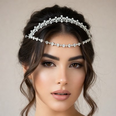 Woman wearing sparkling crystal headband