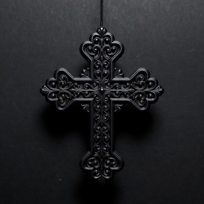 Black Ornate Cross Ornament