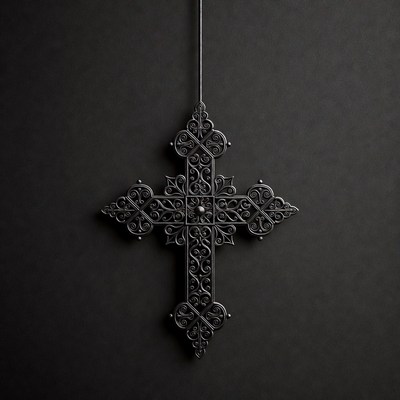 Ornate Black Cross Hanging