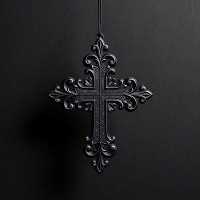 Black Ornate Cross Ornament