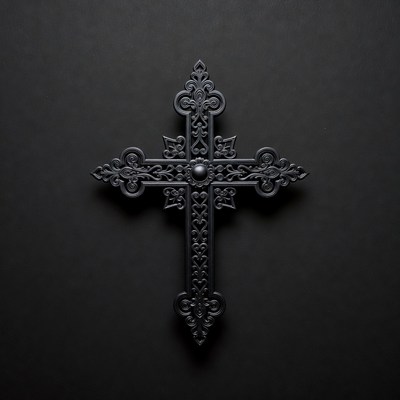 Ornate Black Cross on Dark Background