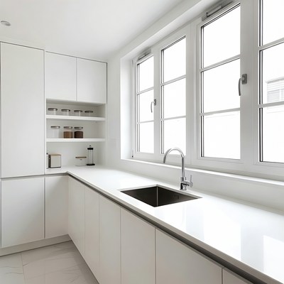 Modern White Kitchen with Sink