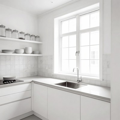 Modern White Corner Kitchen