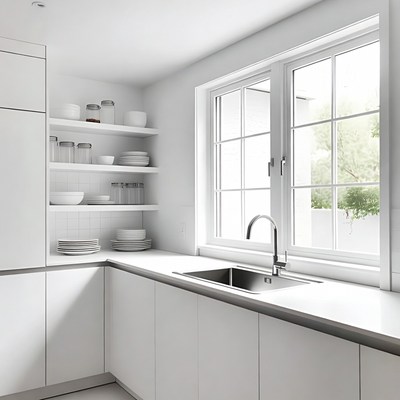 Modern white kitchen corner