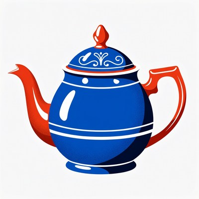 Blue Teapot with Red Spout