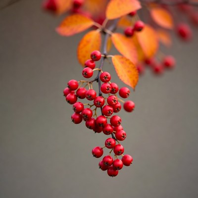 Red Berries on Autumn Branches