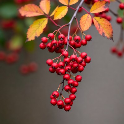Red Berries on Autumn Branch