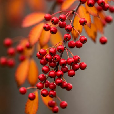 Red Berries on Autumn Branches