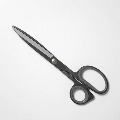 Black scissors on white background