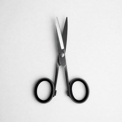 Silver Scissors on White Background