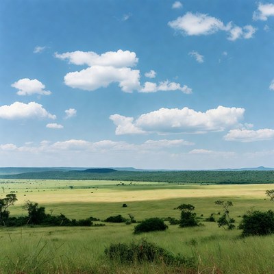 Savanna landscape with green grasslands