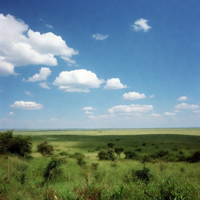 Savanna landscape with acacia trees