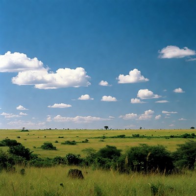 Savanna Landscape with Acacia Trees
