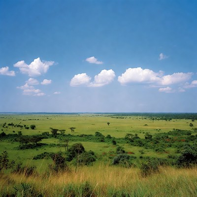 Savanna Landscape with Acacia Trees