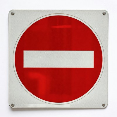 Red prohibition sign with white bar