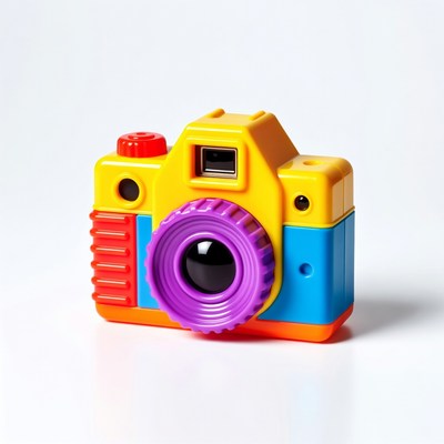 Colorful toy camera isolated