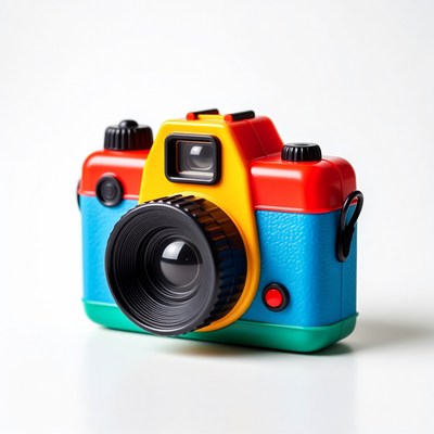 Colorful toy camera isolated